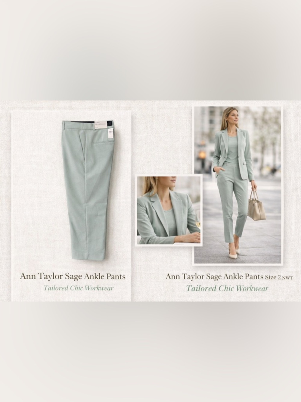 Ann Taylor Sage Ankle Pants - Light Green